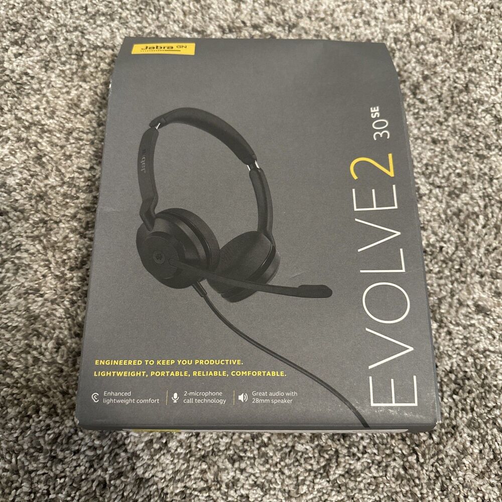 *NEW* JABRA Evolve2 30 SE UC Stereo USB Headset With Microphone Black
